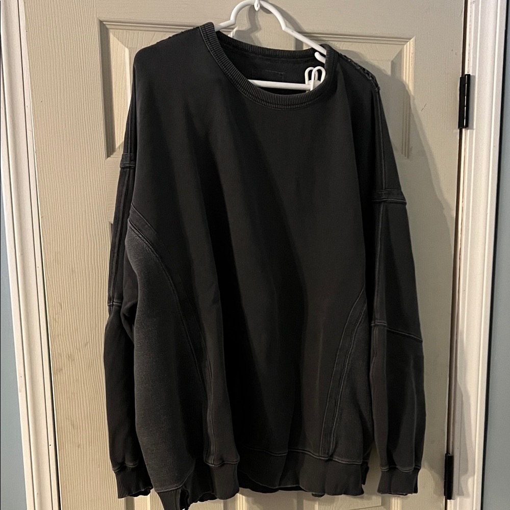 Women’s Washed Dark Gray Sweatshirt with Back Detail